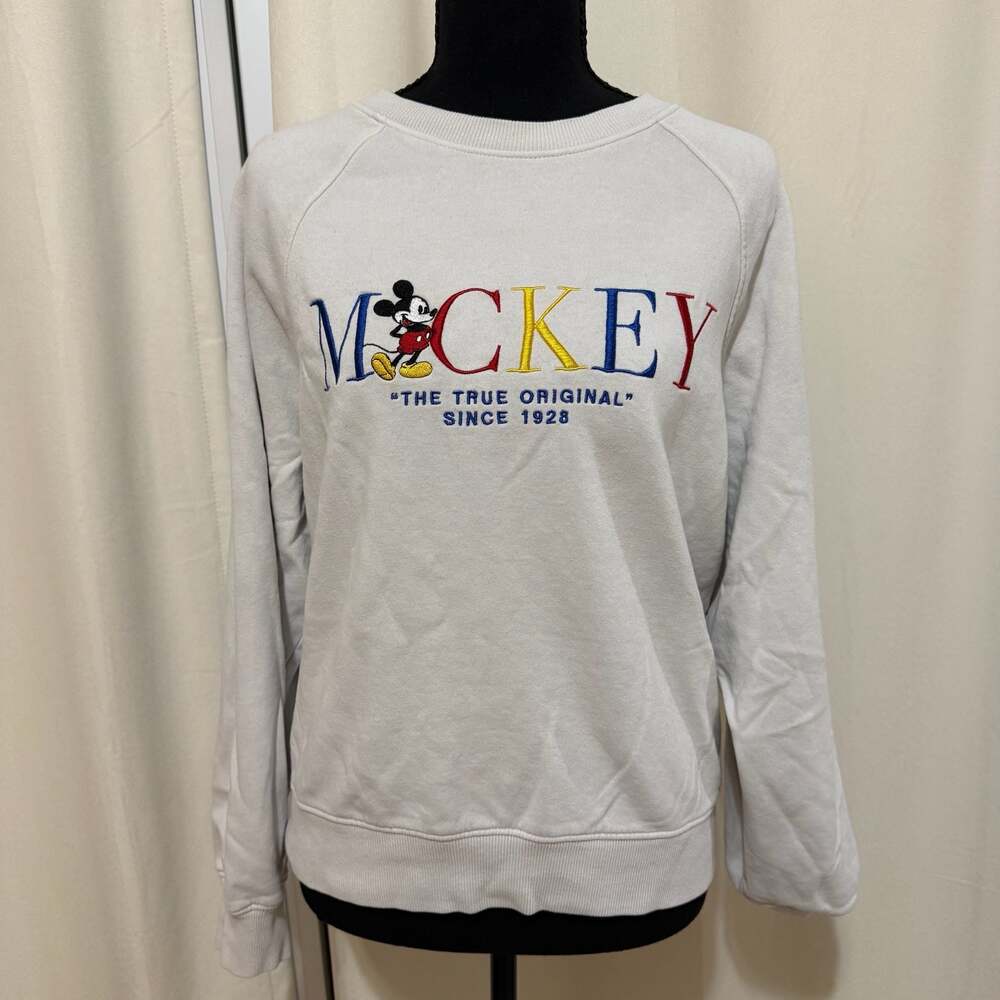 H&M Disney Mickey Mouse The True Original Embroidered Sweatshirt Cream Size S